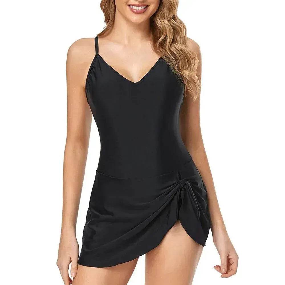 European And American Fashion Pure Color Slimming Flab Hiding Push Up Dress Women's Summer Swimsuit - EX-STOCK Canada