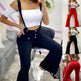 European And American High Waist Strap Casual Flared Jeans Pants - EX-STOCK Canada