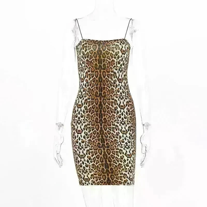 European And American Leopard Print Sleeveless Mini Dress - EX-STOCK CANADA