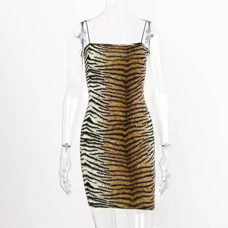European And American Leopard Print Sleeveless Mini Dress - EX-STOCK CANADA