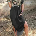 European And American Love Leopard Print Short Sleeve Loose Dress - EX-STOCK CANADA