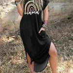 European And American Love Leopard Print Short Sleeve Loose Dress - EX-STOCK CANADA