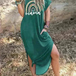 European And American Love Leopard Print Short Sleeve Loose Dress - EX-STOCK CANADA