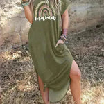 European And American Love Leopard Print Short Sleeve Loose Dress - EX-STOCK CANADA