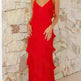 European And American Multi-layer Wooden Ear Backless Halter Party Long Dress - EX-STOCK CANADA
