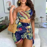 European And American Navy Blue Printed Shoulder Suit - EX-STOCK CANADA