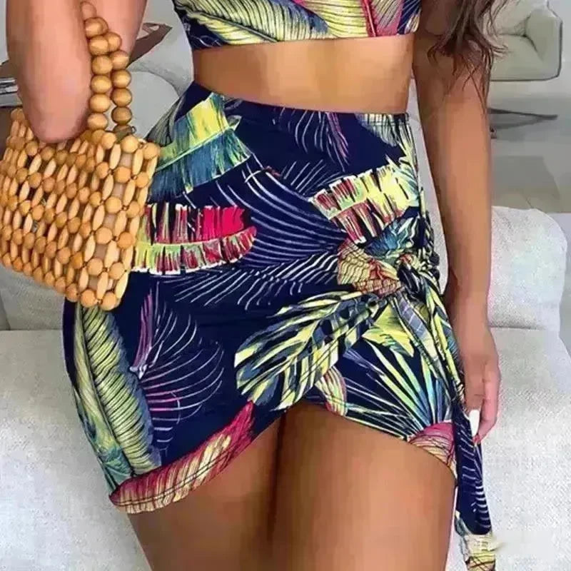 European And American Navy Blue Printed Shoulder Suit - EX-STOCK CANADA