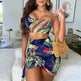 European And American Navy Blue Printed Shoulder Suit - EX-STOCK CANADA