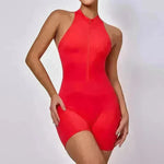 European And American Quick-drying Pleated No Embarrassment Line Tight Zipper Peach Hip Jumpsuit - EX-STOCK CANADA