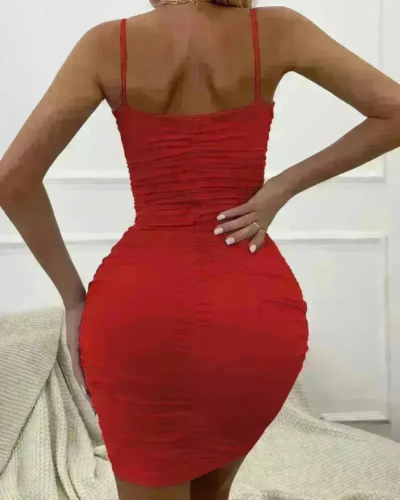 European And American Sexy Suspender Summer Sleeveless V-neck Hip Mini Dress - EX-STOCK CANADA