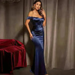European And American Shoulder Wrap Chest High Waist Ribbon Slit Ball Gown - EX-STOCK CANADA