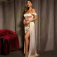 European And American Shoulder Wrap Chest High Waist Ribbon Slit Ball Gown - EX-STOCK CANADA