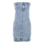 European And American Style Denim Tube Top Cinched Waist Slim And Charming Hip Bag Dress - EX-STOCK Canada