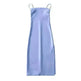 European And American Style Sold Color Sleeveless Midi Suspender Split Dress - EX-STOCK CANADA