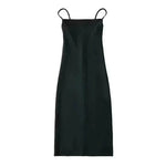 European And American Style Sold Color Sleeveless Midi Suspender Split Dress - EX-STOCK CANADA
