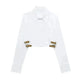 European And American Style Waistband Lapel Windbreaker Short Crop Tank Shirt - EX-STOCK CANADA
