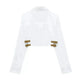 European And American Style Waistband Lapel Windbreaker Short Crop Tank Shirt - EX-STOCK CANADA