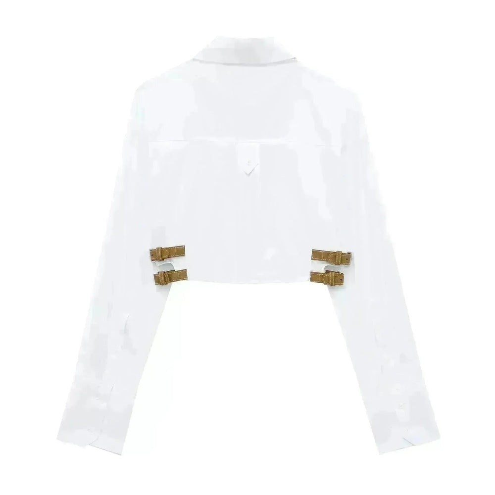 European And American Style Waistband Lapel Windbreaker Short Crop Tank Shirt - EX-STOCK CANADA