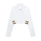 European And American Style Waistband Lapel Windbreaker Short Crop Tank Shirt - EX-STOCK CANADA
