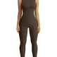 European And American Style Women Yoga Slim Rib Sleeveless Sports Jumpsuit - EX-STOCK CANADA