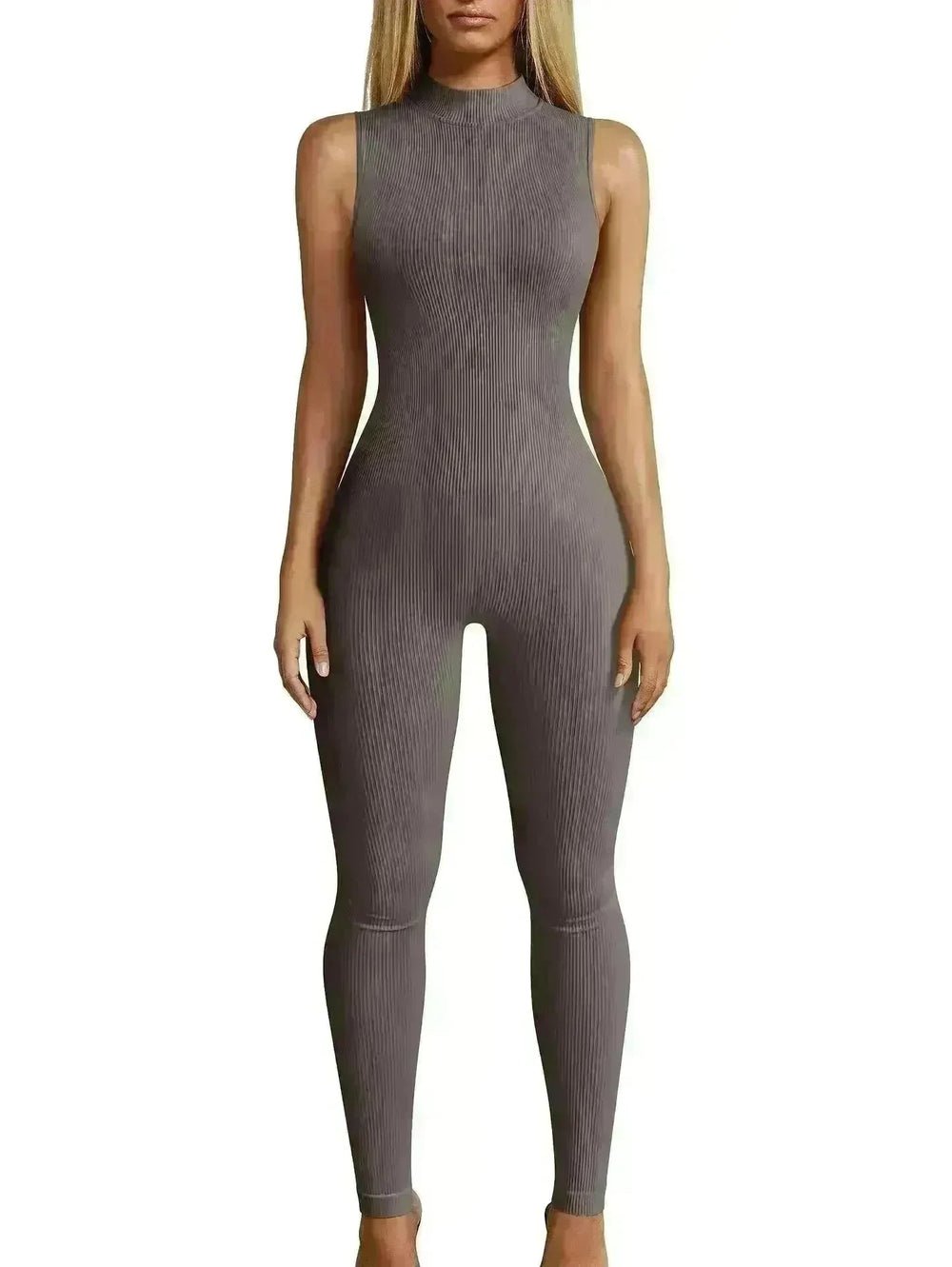 European And American Style Women Yoga Slim Rib Sleeveless Sports Jumpsuit - EX-STOCK CANADA