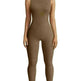 European And American Style Women Yoga Slim Rib Sleeveless Sports Jumpsuit - EX-STOCK CANADA