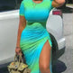 European And American Tie-dyed Printed Sheath Split Lace Elegant Sexy Dress For Women - EX-STOCK CANADA