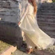European And American White Front Chest Flower Beads Lace Yarn French Style Retro Long Sleeve Fashion Slim Dress - EX-STOCK CANADA