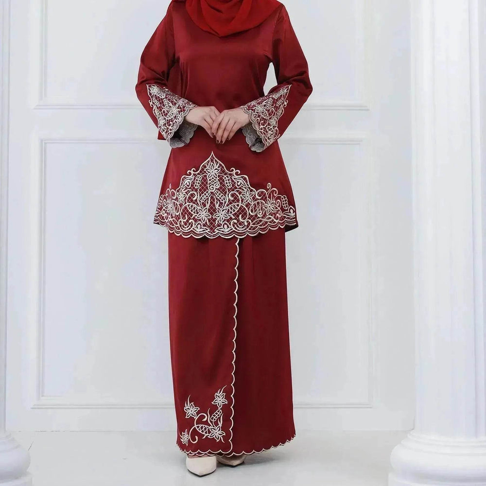 Exquisite Embroidery Two-piece Suit for Turkey Dubai Middle East Women Abaya inspired - EX-STOCK Canada