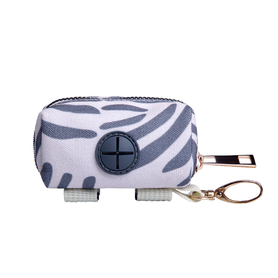 Keychain with patterned pouch and keyring on a white background