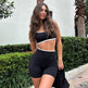 American Street Workout Clothes Suit Zipper Cardigan Long Sleeve Top Suspender Shorts - EX-STOCK CANADA