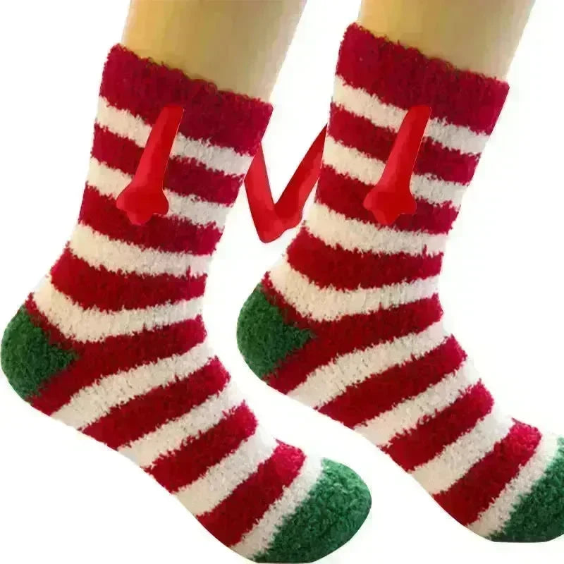 Soft Carton Christmas-themed Fleece Winter Home socks for Women - EX-STOCK CANADA