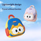Two cartoon-style backpacks with cat faces against a blue sky background.