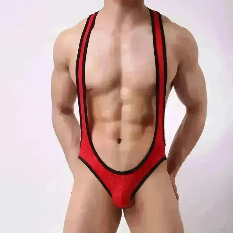 Men's Mesh Breathable One-piece Underwear Bodysuit thong Vest Pants - EX-STOCK CANADA