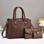 Woven Texture Three-piece Set Large Capacity One Shoulder Combination Bags women - EX-STOCK CANADA
