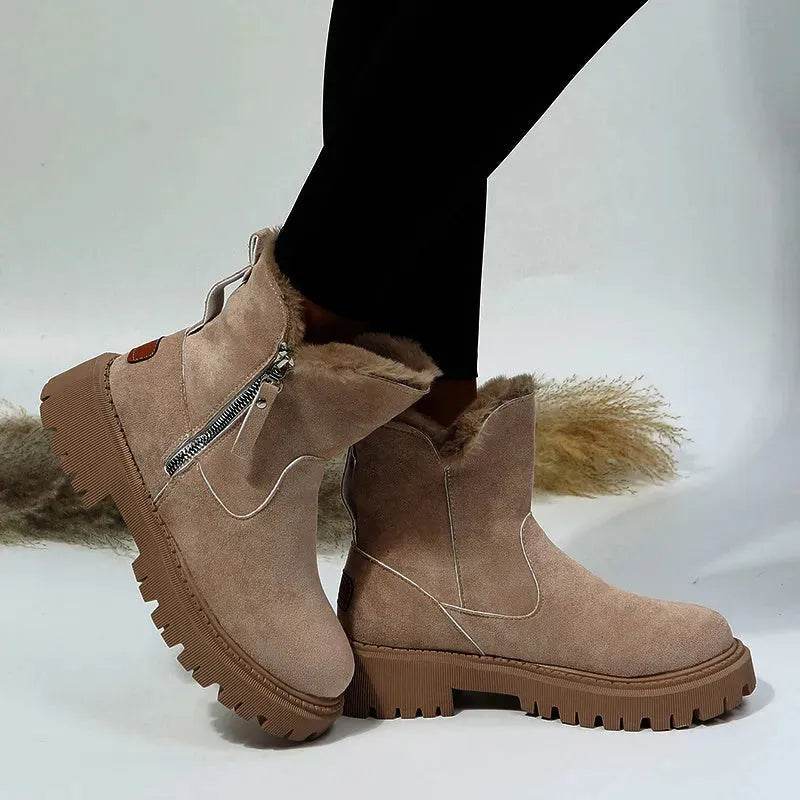 Thick Plush Snow Boots Women Faux Suede Non-slip Winter Shoes - EX-STOCK Canada