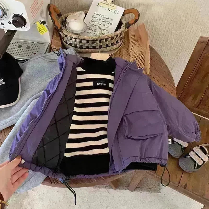 Children Fashion Personality Hoodie Padded Windproof  Winter Coat Jacket Kids - EX-STOCK CANADA