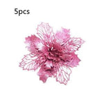 Glitter Artifical Christmas Flowers Christmas Tree Decorations For Home Fake Flowers Xmas Ornaments New Year Decor - EX-STOCK Canada