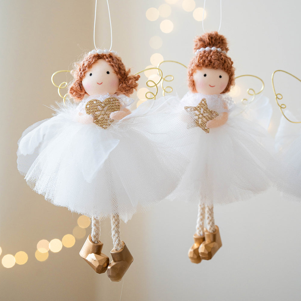 Christmas White Tulle Skirt Golden Wings Angel Girl Pendant EX-STOCK Canada 