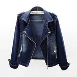 Slim Fit Stretch Suit Collar Denim Coat For Women Blue Denim Jacket for women - EX-STOCK Canada
