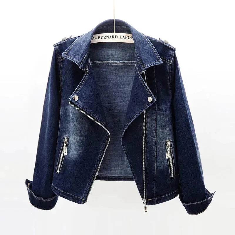 Slim Fit Stretch Suit Collar Denim Coat For Women Blue Denim Jacket for women - EX-STOCK Canada