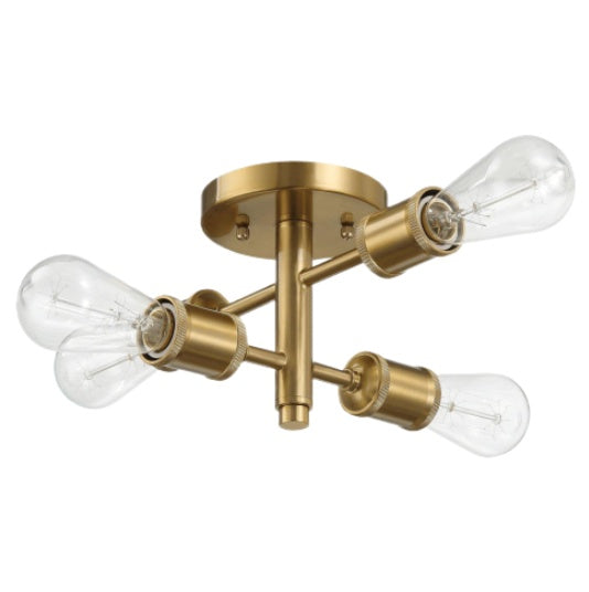 Ephemeral Four Lights Semi Flush Mount Retro Hallway Kitchen Bedroom Living Room Ceiling Pendant 11 W X 6.5 H EX-STOCK