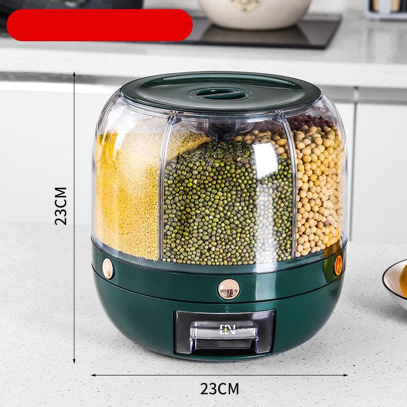 Large Food Storage Container 360 Rotating Rice Barrels Sealed Cereal Dispenser Rice Tank Grain Box Kitchen Storage Container 