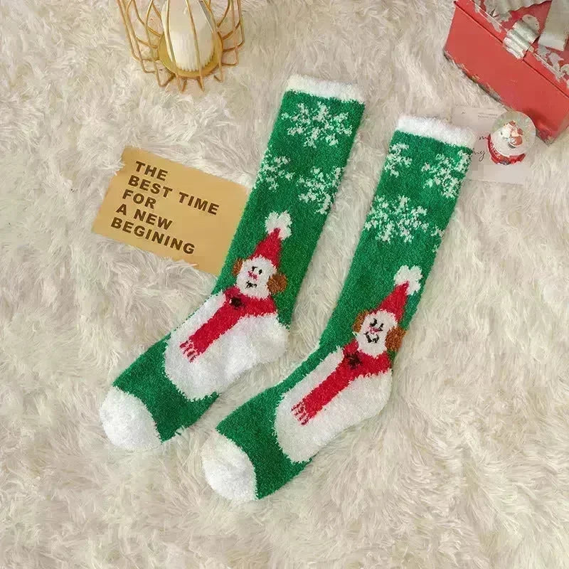 Coral Fleece Stockings Cartoon Thermal Christmas Room Socks - EX-STOCK CANADA