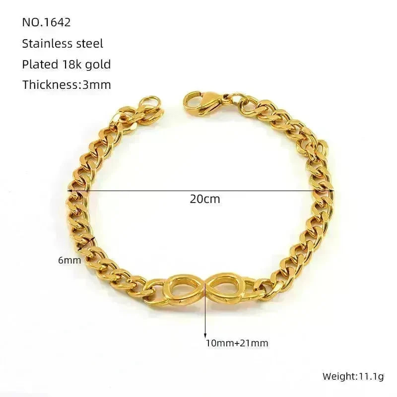 Fashion Stainless Steel Cuban Link Chain Bracelet Numbers - EX-STOCK CANADA