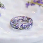 New dried flower resin ring Sen Xiao small  handmade flower gold foil color Epoxy ring - EX-STOCK CANADA