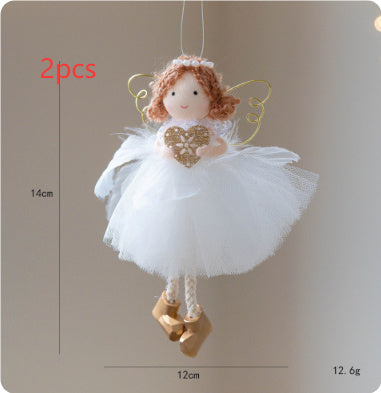 Christmas White Tulle Skirt Golden Wings Angel Girl Pendant EX-STOCK Canada 