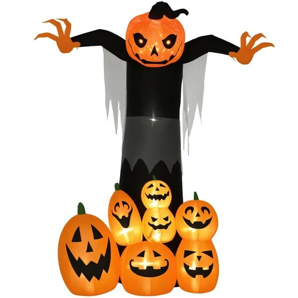 9ft Inflatable Halloween Decoration Pumpkin Ghost With Pumpkins, Blow-Up Outdoor LED Display For Lawn, Garden, Party EX-STOCK Canada 