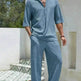 Men's Casual summer 2 piece Pant sets Short sleeved Top and Straight leg pant - EX-STOCK Canada