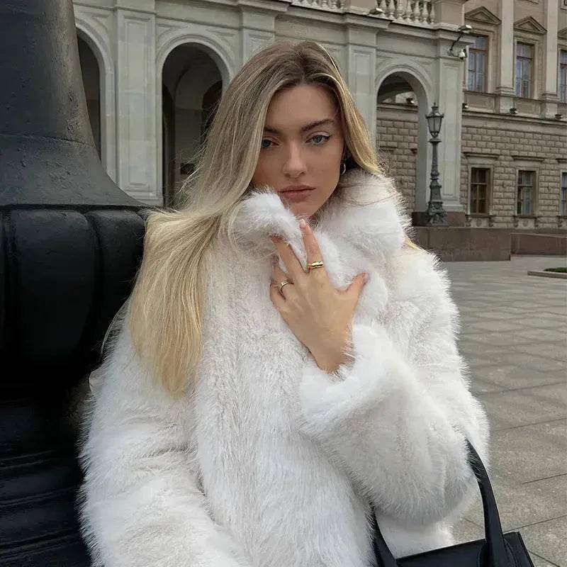 Classy Fashionable Winter Plain Huge Faux Fur Coat for Ladies - EX-STOCK Canada